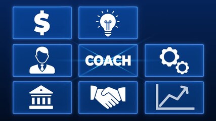 Coach motivate to career growth. Personal development, personal and career growth. Potential concepts.