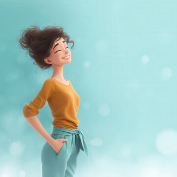 Joyful young woman in casual clothing with confident smile