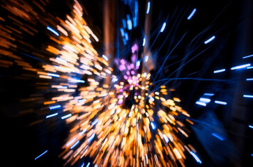 Christmas lights zooming out blur effect. 