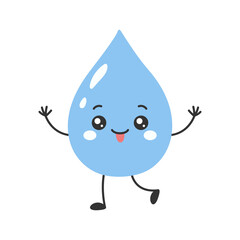Cute water drop character with playful pose and cheeky expression