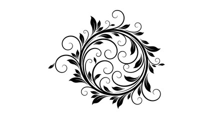 Elegant Swirl Design: An intricate design, featuring swirling curves and stylized leaves, evokes a sense of timeless elegance and artistry.  This graphic embodies sophistication and beauty.
