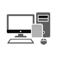 Computer system with monitor, cpu, external hard drive and mouse