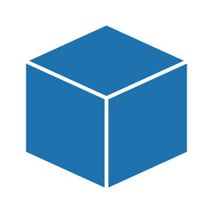 Blue cube on white background