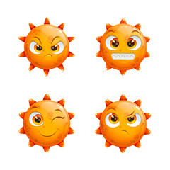 Cute Orange Monster Emoji Set – Grumpy, Thinking, Wink, Tense