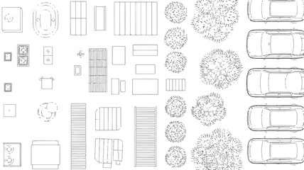 Top view architectural plan for modern building design