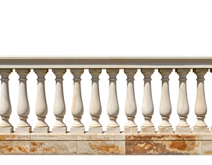 Elegant stone balustrade on textured wall