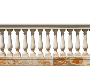 Elegant stone balustrade on textured wall
