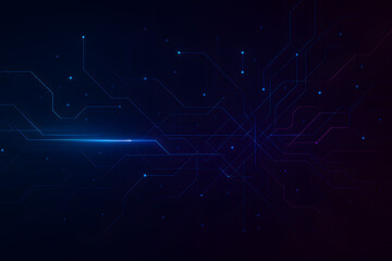 Abstract dark tech background with blue glowing lines and circuits, ideal for high-tech themes, innovation, or AI design..