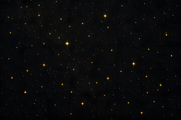 Elegant black background filled with small golden glowing stars, perfect for celebration, luxury, or festive designs..