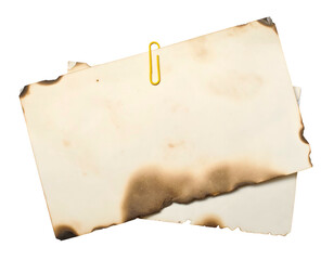 Burned paper with clips