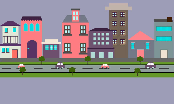 modern house & road saide city home vector art