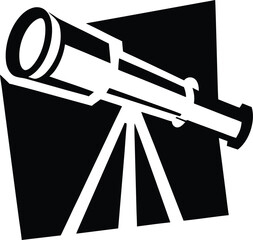 telescope icon silhouette vector illustration on transparent background