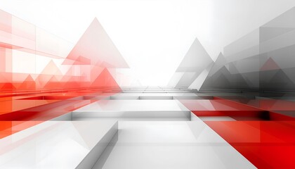 Abstract Red White Geometric Shapes Background.