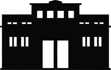 police station icon silhouette vector illustration on transparent background