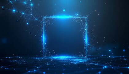 Glowing Blue Square with Sparkling Lights.