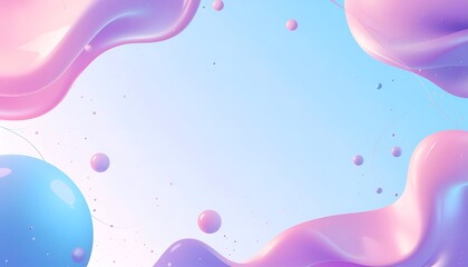 Pastel Colored Liquid Splashes and Bubbles.