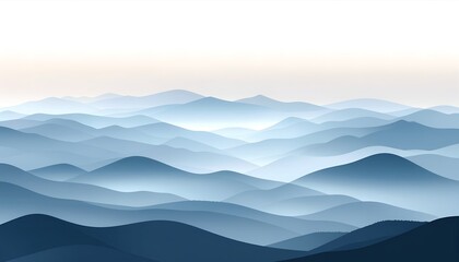 Serene Mountain Landscape with Layers of Hills.