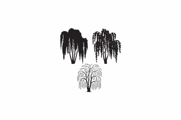 River Birch nature tree vector silhouettes black image with white color back round made by adobe illustrator.              