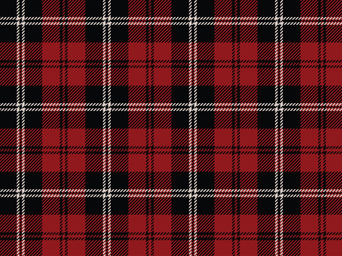 Traditional red and black tartan plaid seamless pattern. Classic check fabric texture background winter fabric design
