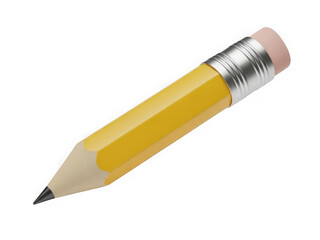 A 3d render of a classic yellow wooden pencil with a pink eraser, ready for writing or drawing