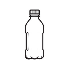 Simple Clean Water Bottle Outline Drawing Icon Vector Graphic Empty Plastic Beverage Container Packaging Design Element