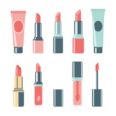 Lipstick and Cosmetic Tubes Flat Illustration