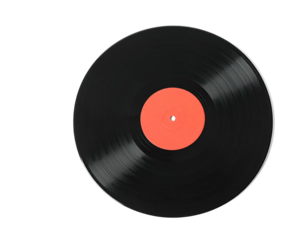 Black record with orange center