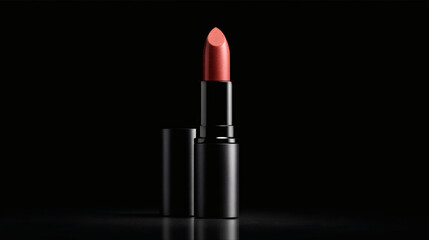Obraz premium Luxury Coral Lipstick on Black Background