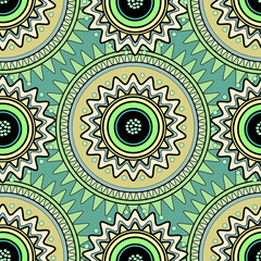 vector seamless  mandala pattern circle flowers