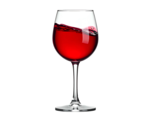 Red liquid swirling in a clear stemmed glass