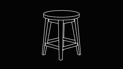 Simple White Line Drawing of a Stool. © Chun