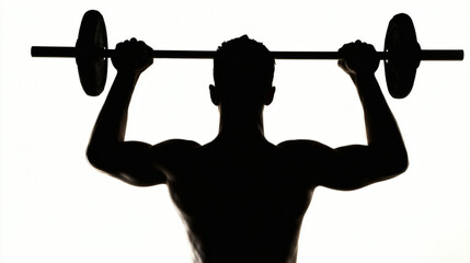 Naklejka premium Silhouette of a man lifting barbell weights