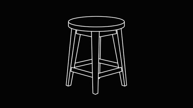 Simple White Line Drawing of a Stool.