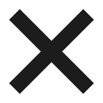 Black Cross Sign. Black Cross Mark, No, Delete Icon. Stop Sign, Cancel Symbol.