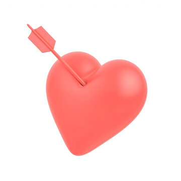 red heart with arrow isolated