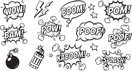 Comic Book Sound Effects Collection  Wow Boom Pow Bam Kaboom Splash and More © PixelSaga MH2 