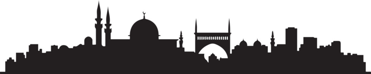 Damascus skyline. design Vector black silhouette