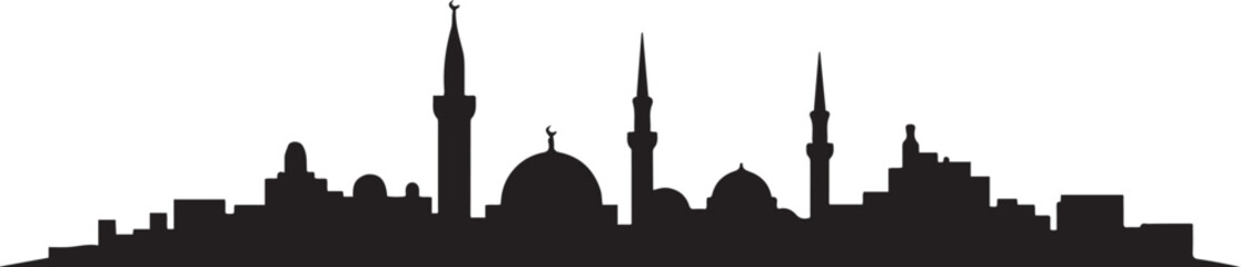Damascus skyline. design Vector black silhouette