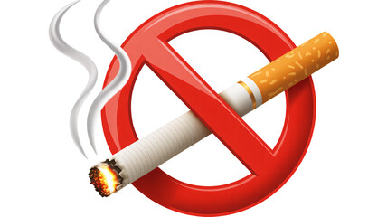 No Smoking Sign with Red Circle and Cigarette