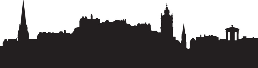 Obraz premium Edinburgh Skyline Vector Scotland Cityscape. design Vector black silhouette