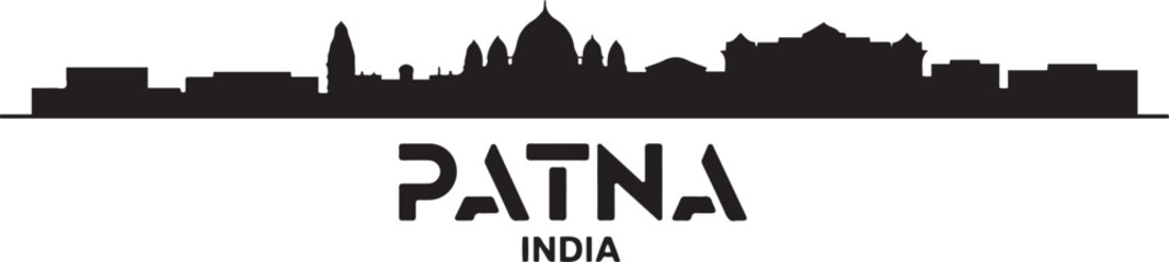 Obraz premium Patna Skyline Vector with India. design Vector black silhouette