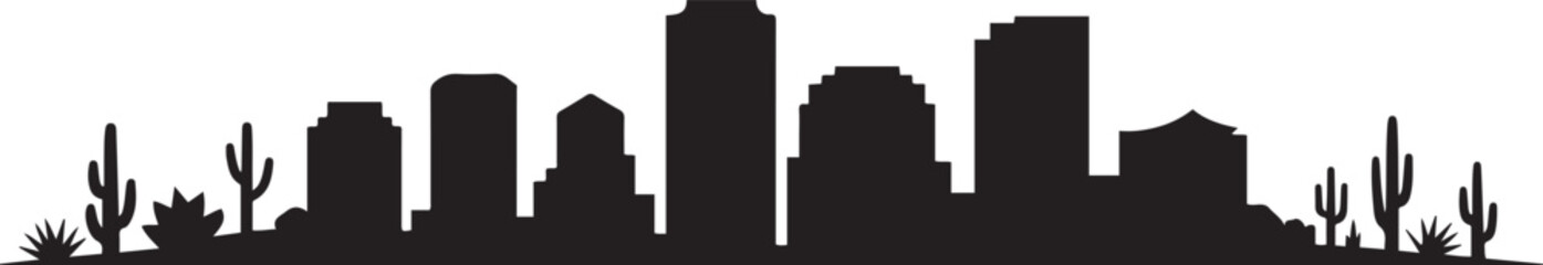 Scottsdale Skyline Silhouette - Arizona Desert City. design Vector black silhouette