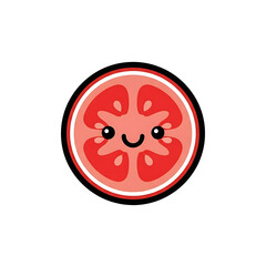 Obraz premium Tomato slice with kawaii style.