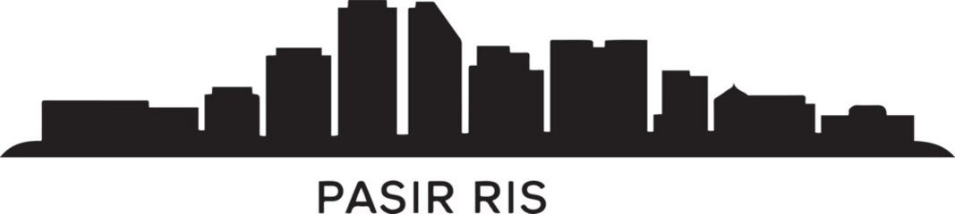 Pasir Ris Singapore Skyline Silhouette. design Vector black silhouette