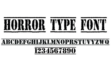 Horror dark lettering tattoo vector type font. grunge style Y2k type font with gothic pank rock and blood style signs and symbols. scary tattoo font vector icon	
