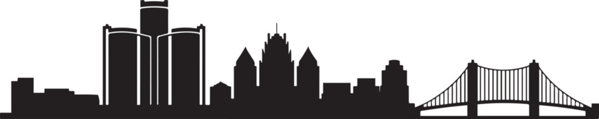 Detroit city skyline silhouette illustration. Michigan. design Vector black silhouette
