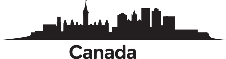 Obraz premium Ottawa Skyline Silhouette with Canada. design Vector black silhouette