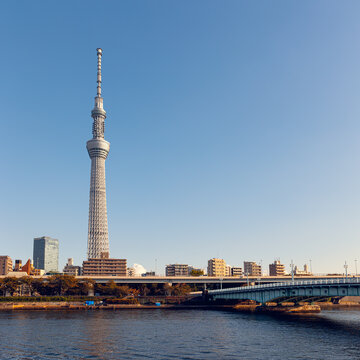 Tokyo Skytree Cityscape with Sumida River on a Clear Day
