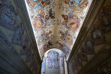 Heraldic vaulted corridor, Archiginnasio Municipal Library - Bologna, Italy