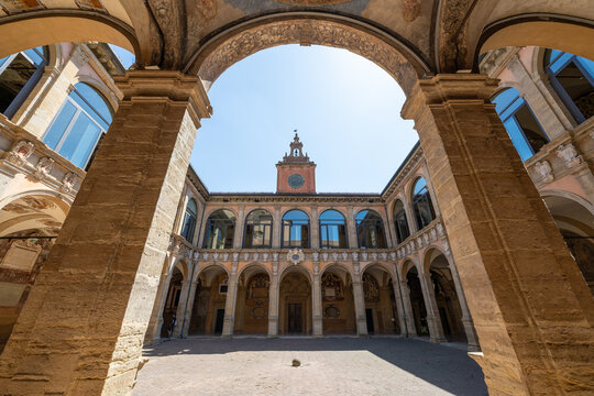 Courtyard of the Archiginnasio Municipal Library - Bologna, Italy